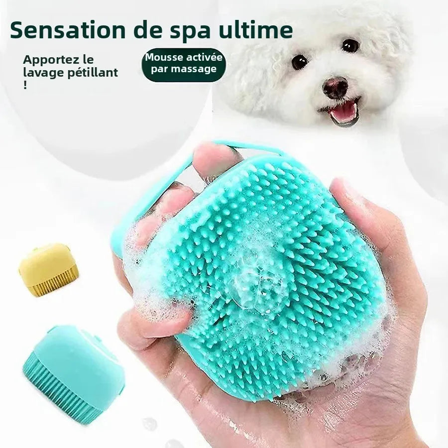 Brosse Lavante Silicone pour Chien Chat - Massage Shampoing