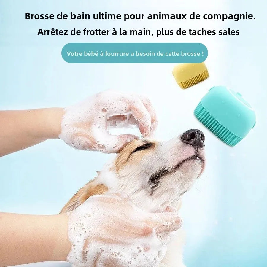 Brosse Lavante Silicone pour Chien Chat - Massage Shampoing